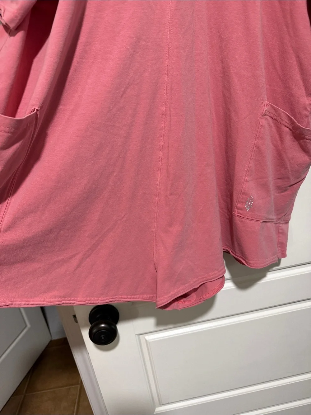 Free People hot shot Coral Pink Short Sleeve Romper size L roomy comfy